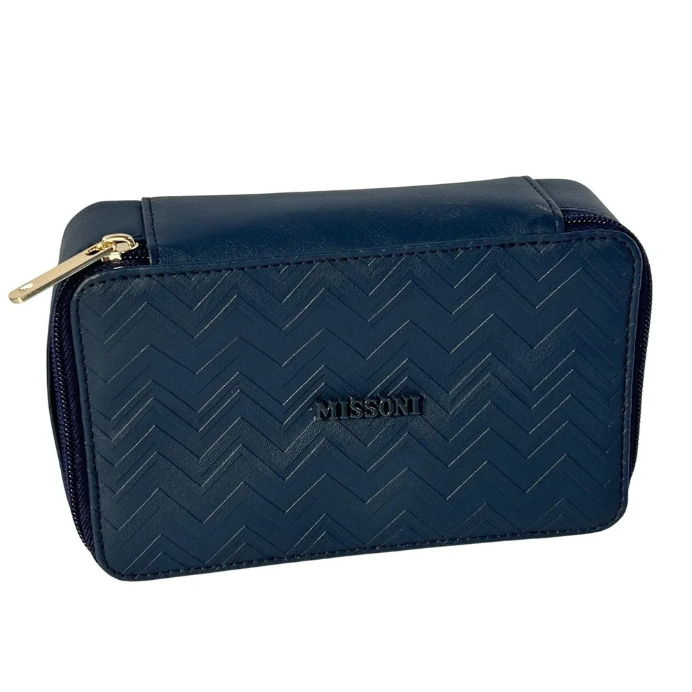 Missoni for Delta Airlines Travel Jewelry Case Organizer Blue Chevron Pouch